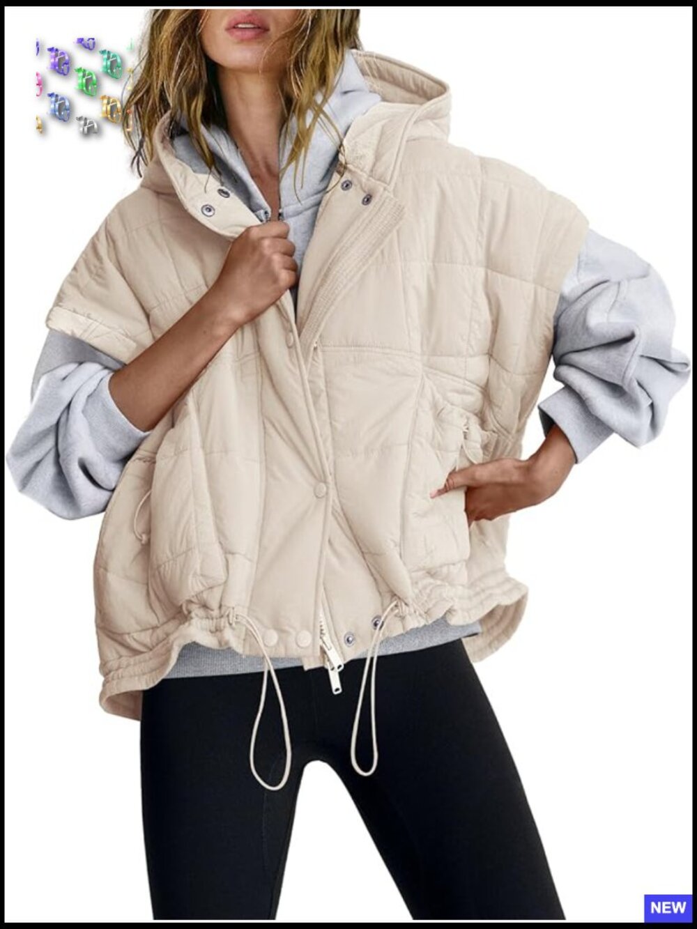 Oversized Puffer Vest Sleeveless Quilted Hooded Zip Up Chic Layering Piece